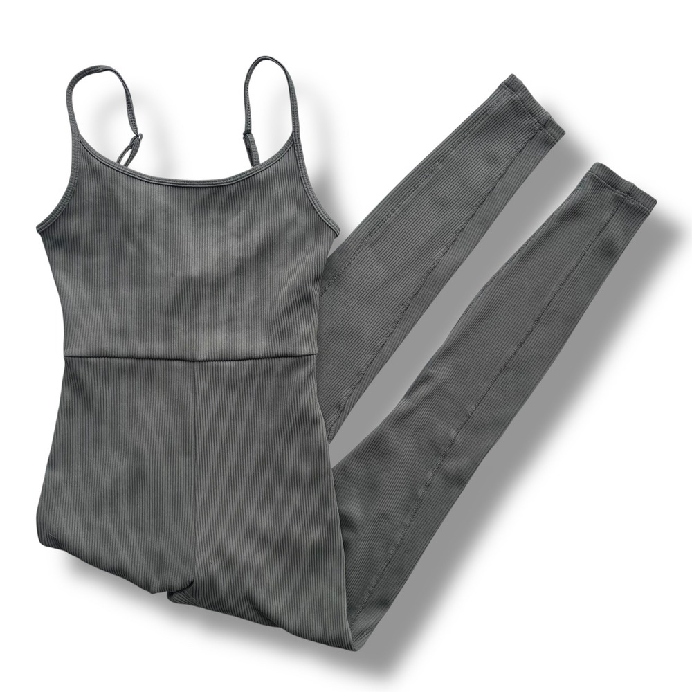 Wild Fable XS Olive Green Tank Ribbed Knit Jumpsuit Bodysuit Sport Boho Athletic